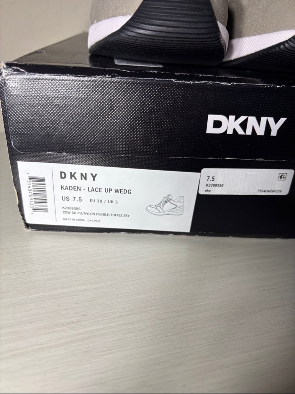 DKNY Kaden Lace-Up Zip Wedge Sneakers - Pebble/Toffee - Size 7.5 - Picture 6 of 10